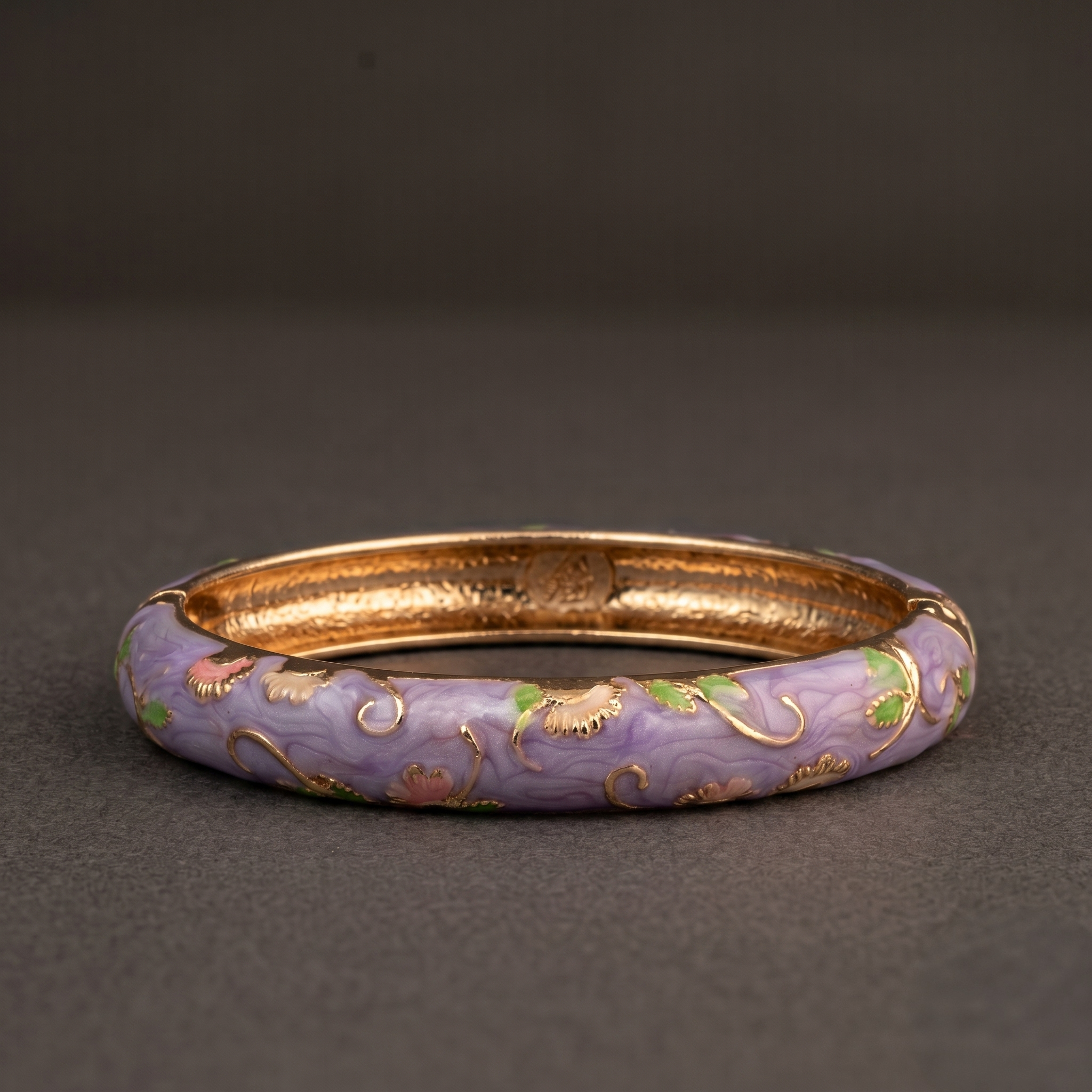 Lilac Floral Enamel/Meenakari Bracelet alternate angle - Avalna